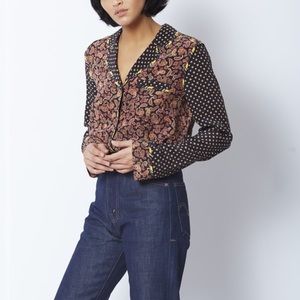 Opening Ceremony silk pajama blouse paisley print size 0